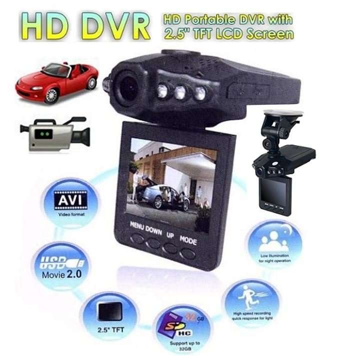 2.5" LCD Car DVR Camera & Cam Recorder, Motion Detection, Night Vision, Support USB & Micro SD