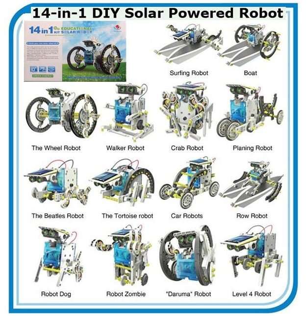 14-IN-1 Educational Solar Robot Kit - Build 14 Different Robot Friends