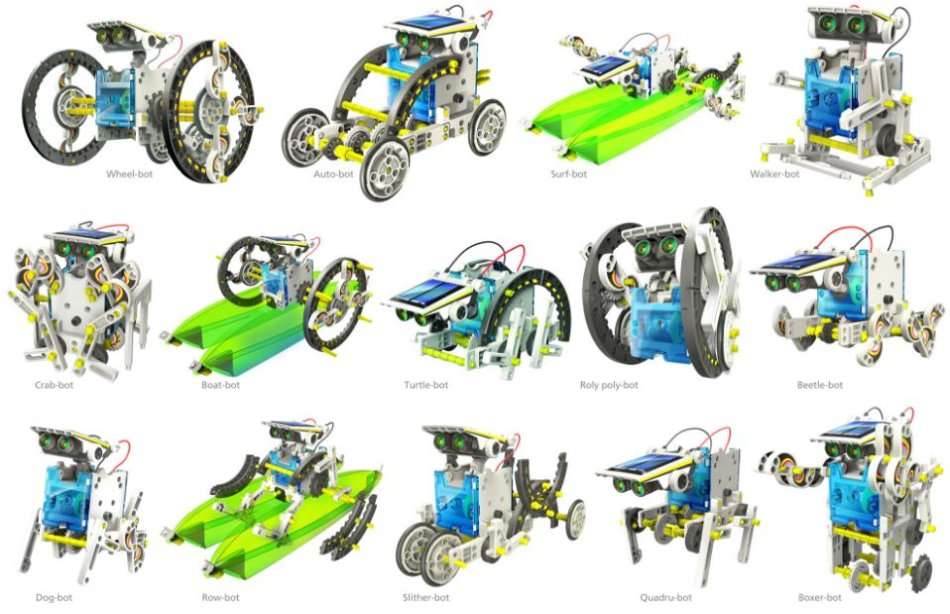 14-IN-1 Educational Solar Robot Kit - Build 14 Different Robot Friends