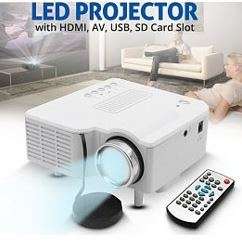 HD 1080P LED Multimedia Projector & Home Theater Cinema & Remote - AV, TV, VGA, HDMI, USB, SD, WTC