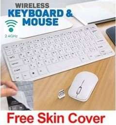 Super Slim 2.4 Ghz Wireless Keyboard, Mouse, Silicone Protective Skin & USB Receiver Combo