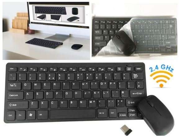 Super Slim 2.4 Ghz Wireless Keyboard, Mouse, Silicone Protective Skin & USB Receiver Combo