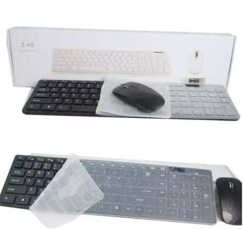 Super Slim 2.4 Ghz Wireless Keyboard, Mouse, Silicone Protective Skin & USB Receiver Combo