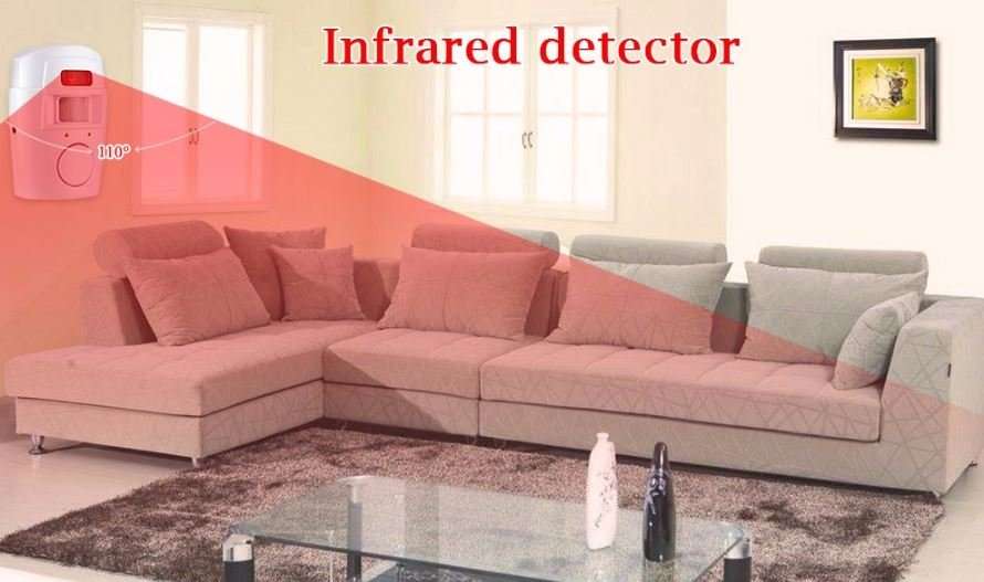 High Quality Wireless Infrared Motion Sensor Alarm With 2 Key Chain Infrared Remote Controls