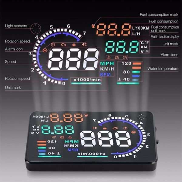 X6 HD LED Car HUD Head up Display Projector, OBDII Interface, Show Speed, Fuel Consumption, Temp....