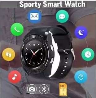 V8 Sporty Smart Watch Phone, SIM CARD, Bluetooth, Camera, Sleep Monitor, SD Card, Pedometer etc.