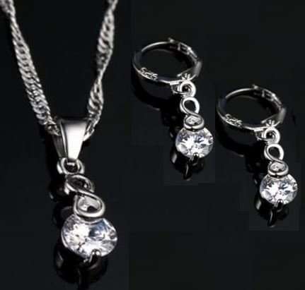 MOTHERS DAY GIFT - Elegant 925 Sterling Silver Cubic Zirconia Jewelry Set in Complimentary Gift Box