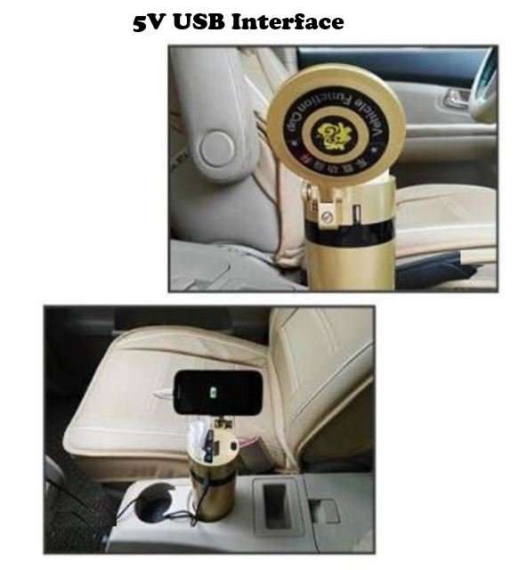 Multi-Function Vehicle Cup - 5V USB Interface, Phone Support, Self Purifier, Tissue cup, Fragrance