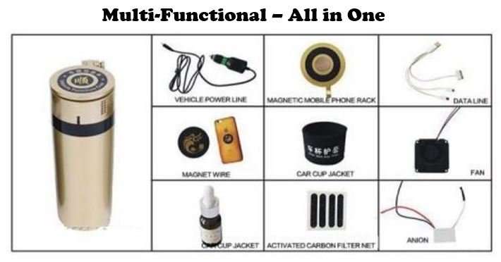 Multi-Function Vehicle Cup - 5V USB Interface, Phone Support, Self Purifier, Tissue cup, Fragrance
