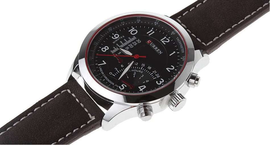 Elegant CURREN Military Leather Mens Wrist Watch - Black & Brown - Ideal for Valentines day - 14 Feb