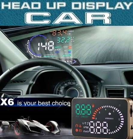 X6 HD LED Car HUD Head up Display Projector, OBDII Interface, Show Speed, Fuel Consumption, Temp....