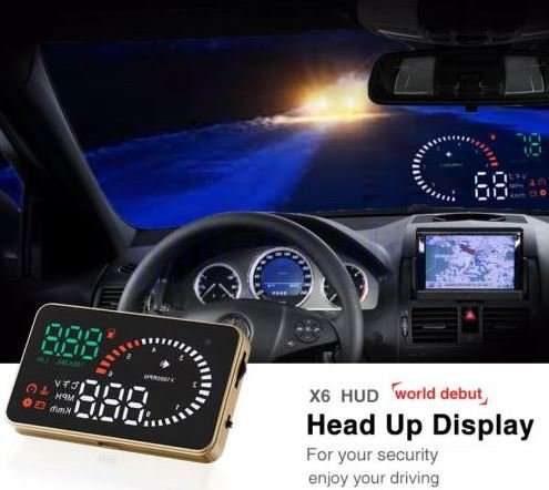 X6 HD LED Car HUD Head up Display Projector, OBDII Interface, Show Speed, Fuel Consumption, Temp....