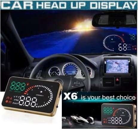 X6 HD LED Car HUD Head up Display Projector, OBDII Interface, Show Speed, Fuel Consumption, Temp....