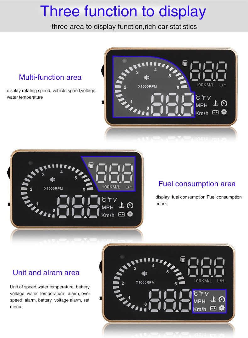 X6 HD LED Car HUD Head up Display Projector, OBDII Interface, Show Speed, Fuel Consumption, Temp....