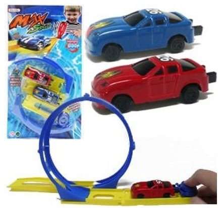 Track Racer Racing Car Set - Includes 2 Car Pushers, 4 Piece Tracks, Mini Cars & Accessories