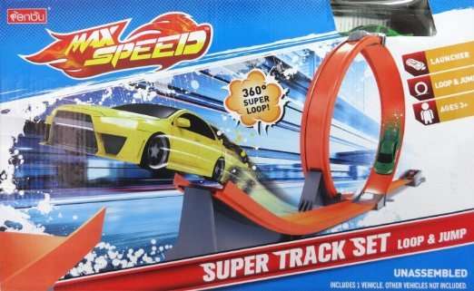 Track Racer Racing Car Set - Includes 2 Car Pushers, 4 Piece Tracks, Mini Cars & Accessories