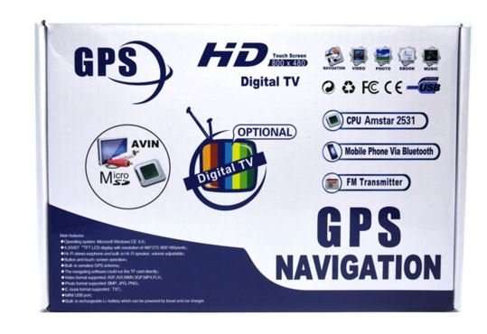 7" HD Touch Screen GPS Navigation - 4GB, FM, MP3, Video Player - IGO SA Maps