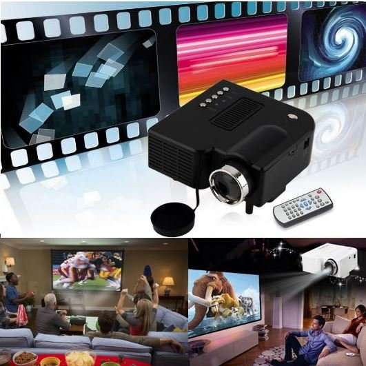 HD 1080P LED Multimedia Projector & Home Theater Cinema & Remote - AV, TV, VGA, HDMI, USB, SD, WTC