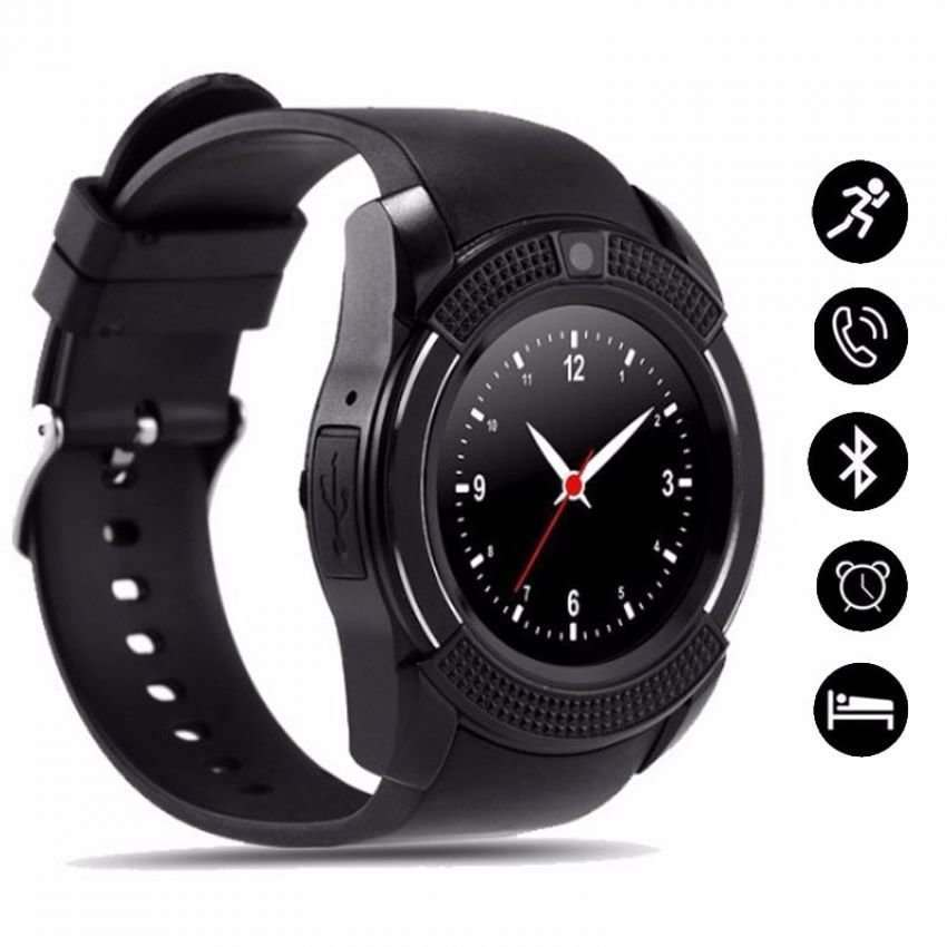 V8 Sporty Smart Watch Phone, SIM CARD, Bluetooth, Camera, Sleep Monitor, SD Card, Pedometer etc.