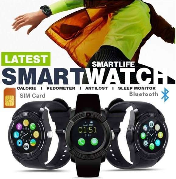 V8 Sporty Smart Watch Phone, SIM CARD, Bluetooth, Camera, Sleep Monitor, SD Card, Pedometer etc.