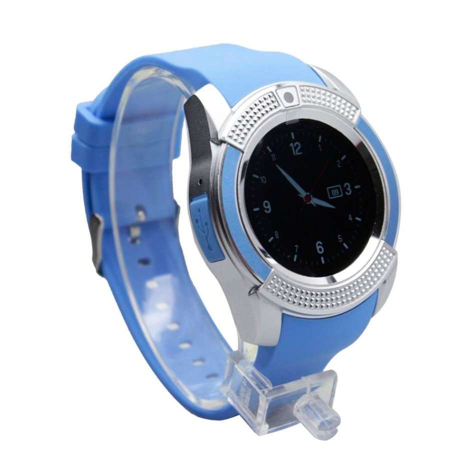 V8 Sporty Smart Watch Phone, SIM CARD, Bluetooth, Camera, Sleep Monitor, SD Card, Pedometer etc.BLUE