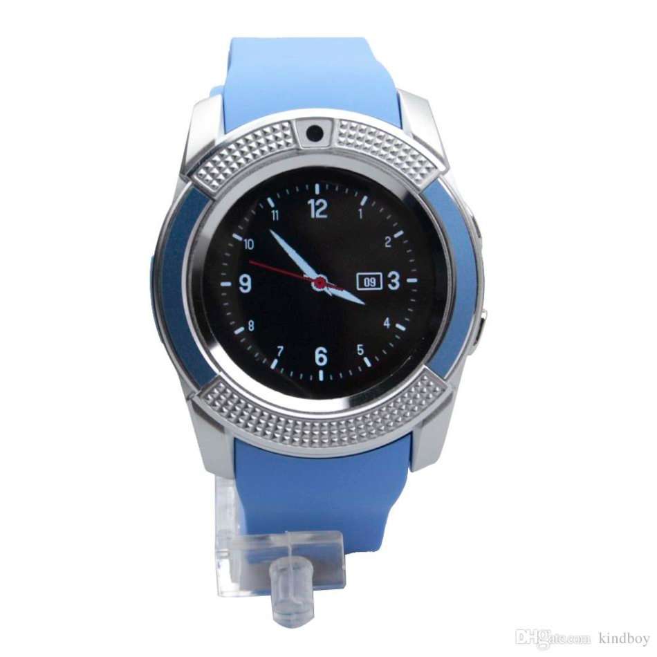 V8 Sporty Smart Watch Phone, SIM CARD, Bluetooth, Camera, Sleep Monitor, SD Card, Pedometer etc.BLUE