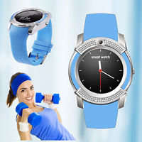 V8 Sporty Smart Watch Phone, SIM CARD, Bluetooth, Camera, Sleep Monitor, SD Card, Pedometer etc.BLUE
