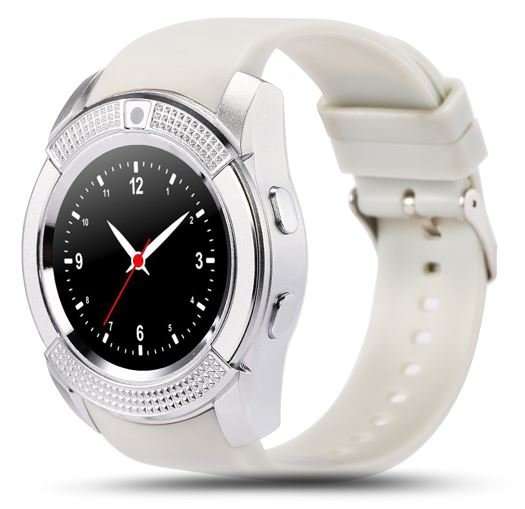 WHITE V8 Sporty Smart Watch Phone, SIM CARD, Bluetooth, Camera,Sleep Monitor,SD Card, Pedometer etc.