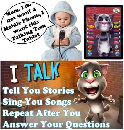 Kids Talking Tom Tablet - Answer questions, Repeat after you, Sing Songs, Tell Stories etc.