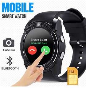 V8 Sporty Smart Watch Phone, SIM CARD, Bluetooth, Camera, Sleep Monitor, SD Card, Pedometer etc.