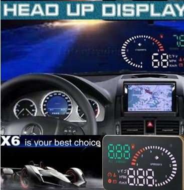 X6 HD LED Car HUD Head up Display Projector, OBDII Interface, Show Speed, Fuel Consumption, Temp....