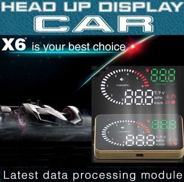X6 HD LED Car HUD Head up Display Projector, OBDII Interface, Show Speed, Fuel Consumption, Temp....