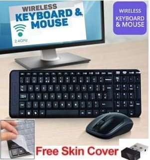 Super Slim 2.4 Ghz Wireless Keyboard, Mouse, Silicone Protective Skin & USB Receiver Combo