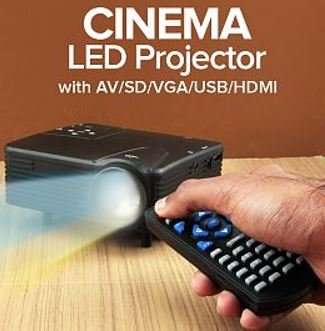 HD 1080P LED Multimedia Projector & Home Theater Cinema & Remote - AV, TV, VGA, HDMI, USB, SD, WTC