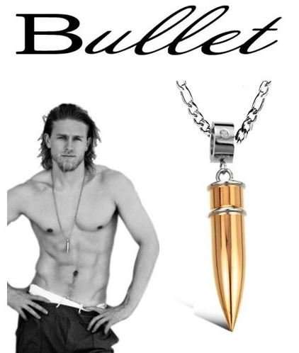 Elegant 316L Stainless Steel Link Chain With Solid Crystal Bullet Pendant in Complimentary Gift Box