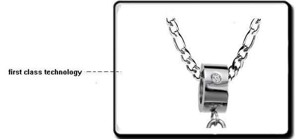 Elegant 316L Stainless Steel Link Chain With Solid Crystal Bullet Pendant in Complimentary Gift Box