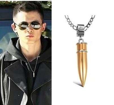 Elegant 316L Stainless Steel Link Chain With Solid Crystal Bullet Pendant in Complimentary Gift Box