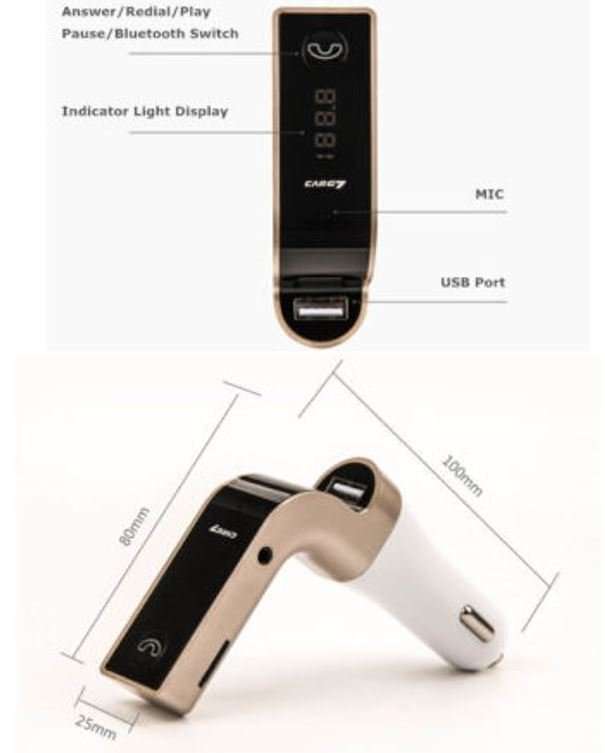 LED Bluetooth Car Kit, Charger FM Transmitter With MP 3, Handsfree Calls, Dual USB For Phone, Tablet