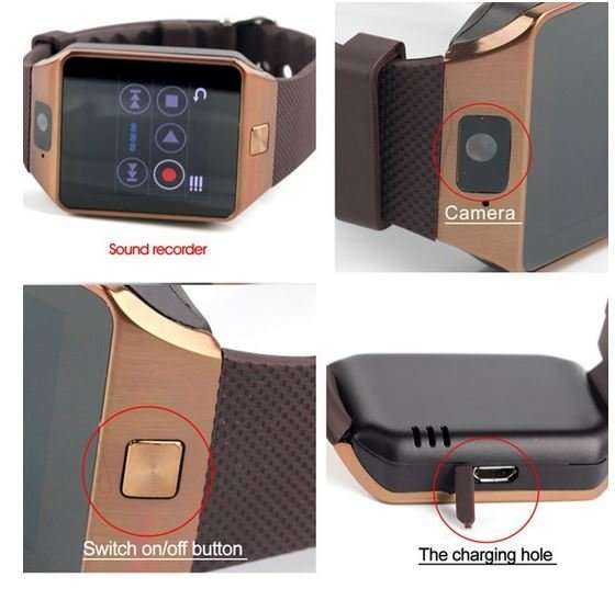 Smart Watch Phone, SIM CARD, Bluetooth, Camera, Sleep Monitor, SD Card, MP3, Pedometer etc.