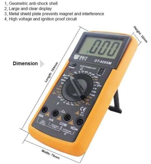 COMBO DEAL - LCD Display Digital Multimeter AC DC Voltage PLUS 10 Piece Fuses & Tester Pen Set