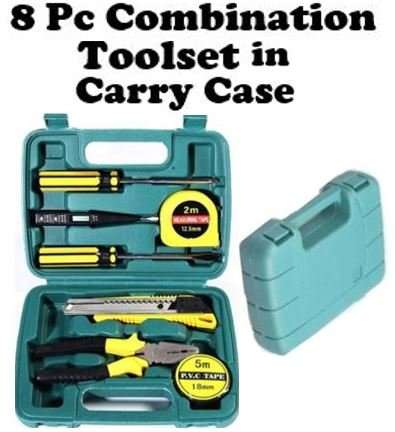 8 Piece Combination Tool Set - Quality Tools All Compact in a Case