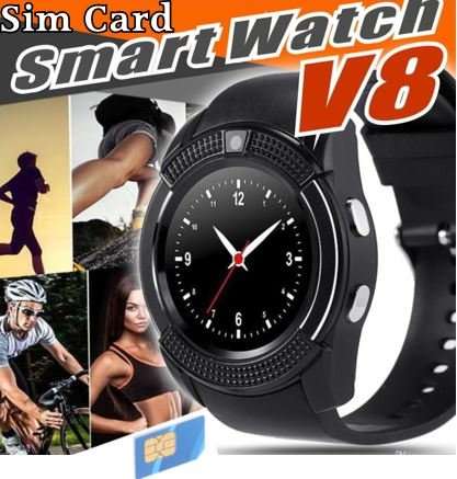 V8 Sporty Smart Watch Phone, SIM CARD, Bluetooth, Camera, Sleep Monitor, SD Card, Pedometer etc.