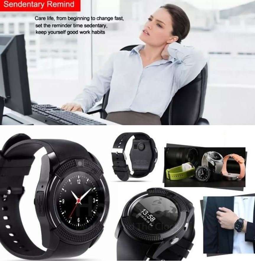 BLUE V8 Sporty Smart Watch Phone, SIM CARD, Bluetooth, Camera,Sleep Monitor, SD Card, Pedometer etc.