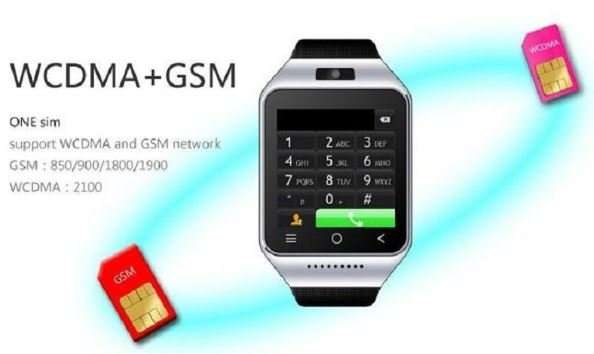 Smart Watch Phone -  SIM CARD, Bluetooth, Camera, Sleep Monitor, SD Card, MP3 etc. - Silver