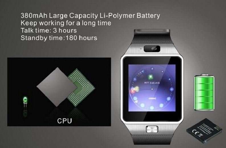 Smart Watch Phone -  SIM CARD, Bluetooth, Camera, Sleep Monitor, SD Card, MP3 etc. - Silver