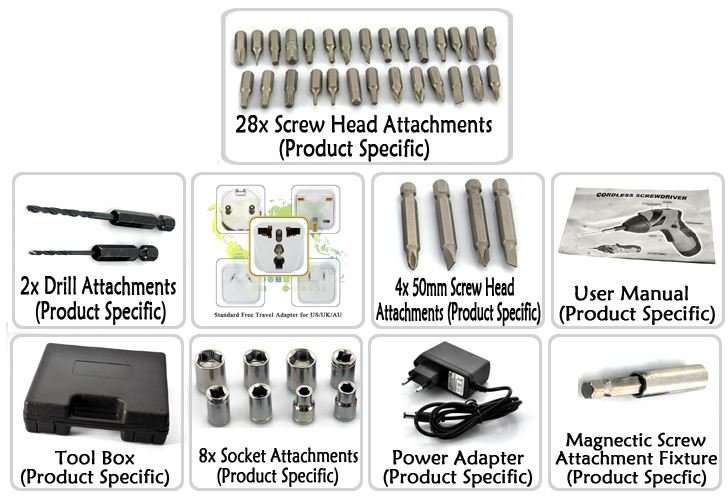 45 Piece Cordless Rechargeable Electric Drill & Screwdriver Set in Carry Case