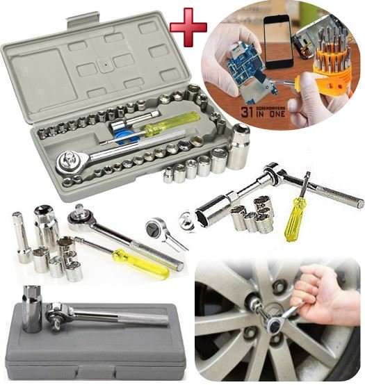 COMBO DEAL - 40 Piece Combination Socket Wrench Set PLUS 31 Piece Screwdriver Set