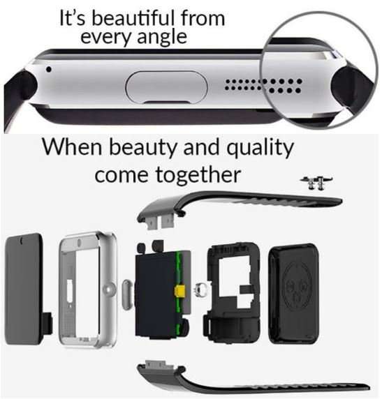 Smart Watch Phone -  SIM CARD, Bluetooth, Camera, Sleep Monitor, SD Card, MP3 etc. - Silver