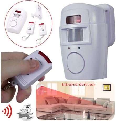 High Quality Wireless Infrared Motion Sensor Alarm With 2 Key Chain Infrared Remote Controls