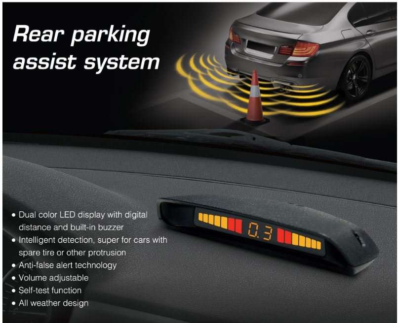 Rear Park Distance Control Kit - Include Control Box, LED Display Indicator & 4 Parking Sensors